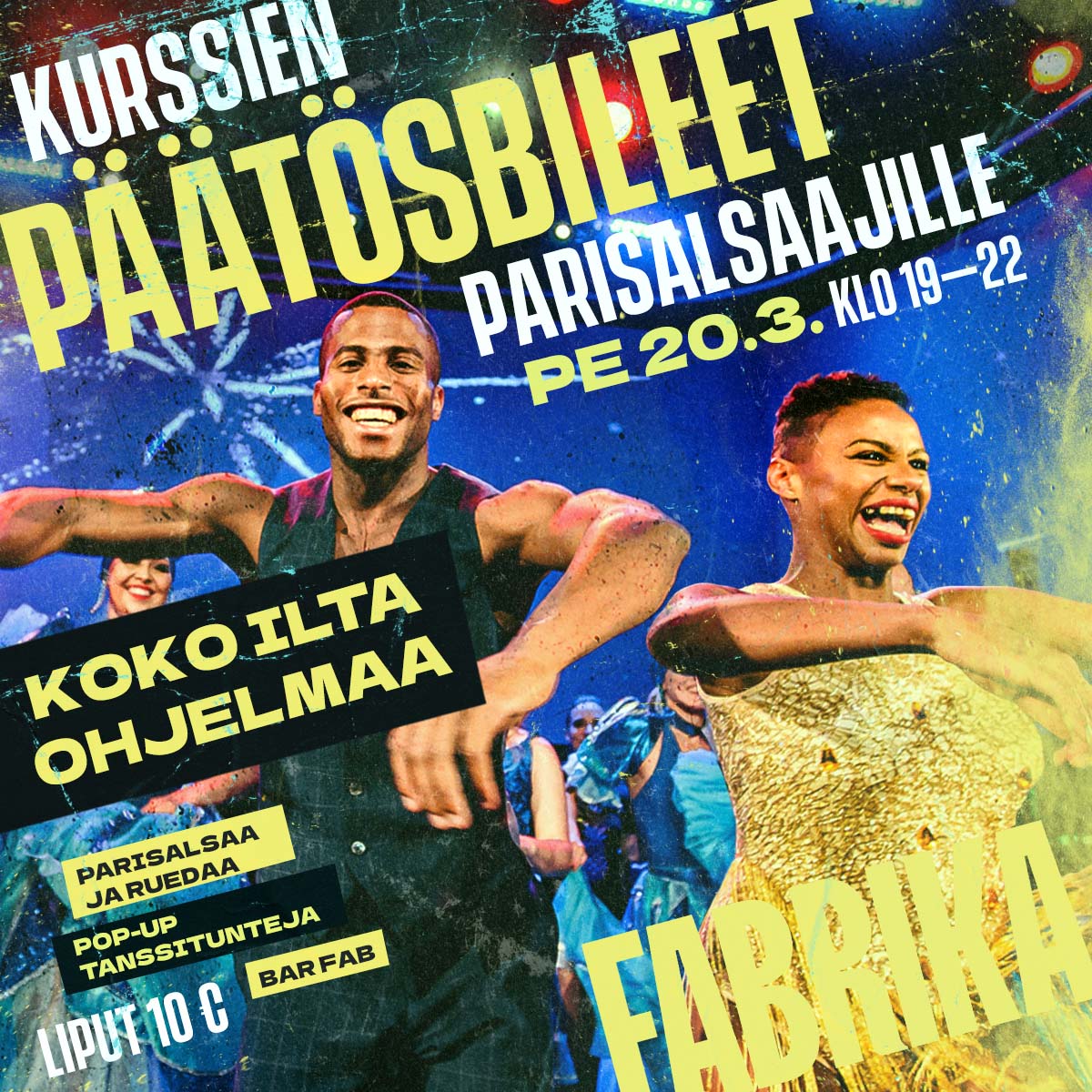 Kurssien päätösbileet parisalsaajille pe 20.3.